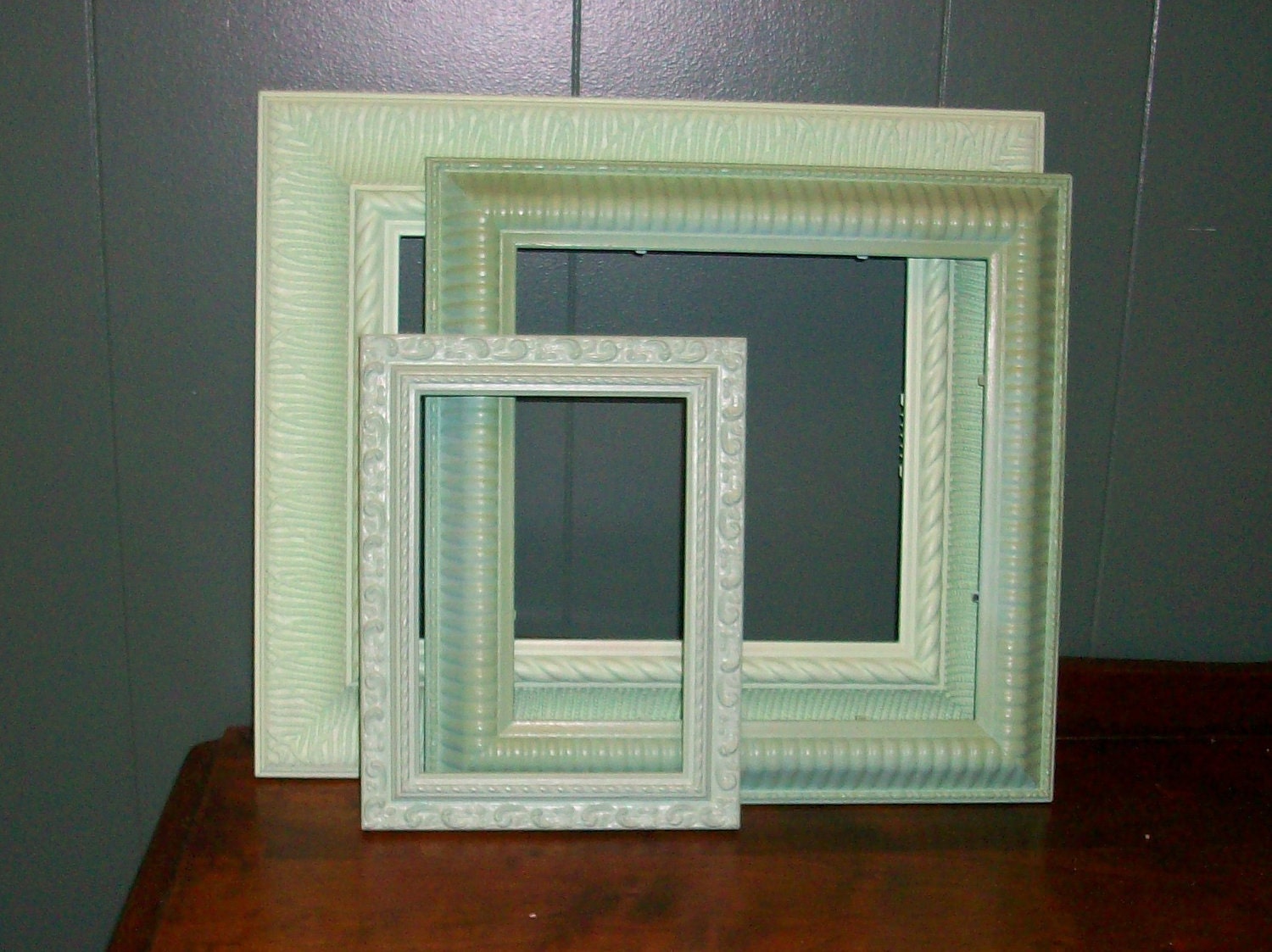 3 Shades of Green Picture Frames by DirtRoadDecor on Etsy