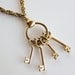 Vintage 50s Chunky Gold Key Ring Statement Pendant Necklace