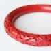Vintage 40s Exotic Cinnabar Red Chinese Oriental Bangle Bracelet