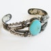 Vintage 50s Fred Harvey Era Bell Sterling Silver & Turquoise Navajo American Indian Stamped Arrows Tribal Cuff Bracelet