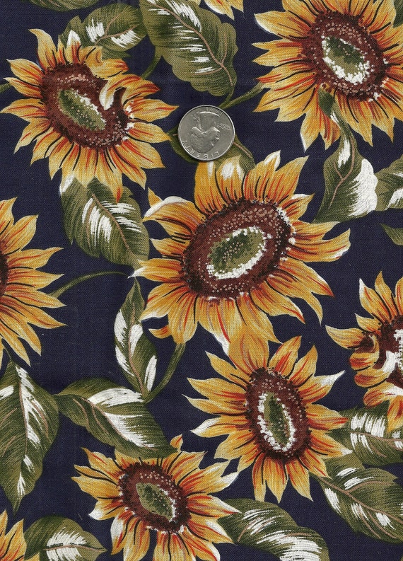 Sunflower Print Fabric 1 Yard 100 Cotton X0029 Flower Floral 1791