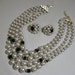 Vintage Demi-Parure, Faux-Pearl Multi-Strand Necklace with Faceted Beads