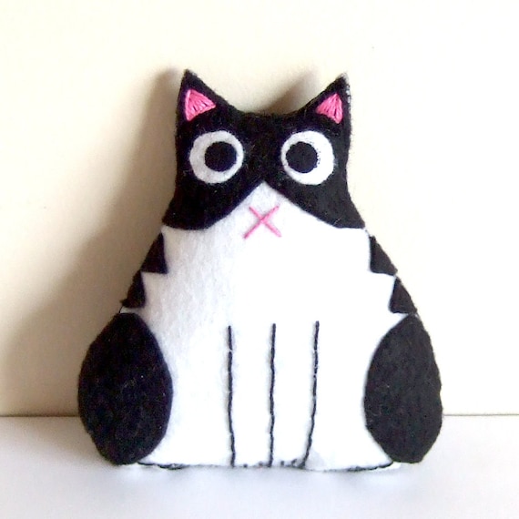 Black and White fat cat plushie by yael360 on Etsy