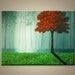 morning red tree - 24"x18" original modern painting, ready to hang