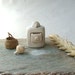 Miniature cabinet with a cute little hedgehog , wood carving