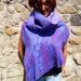 Felted Violet Purple Wool Shawl and Brooch (set)