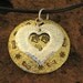 Hand Stamped Three Paw Necklace Pendant in Brass and Aluminum