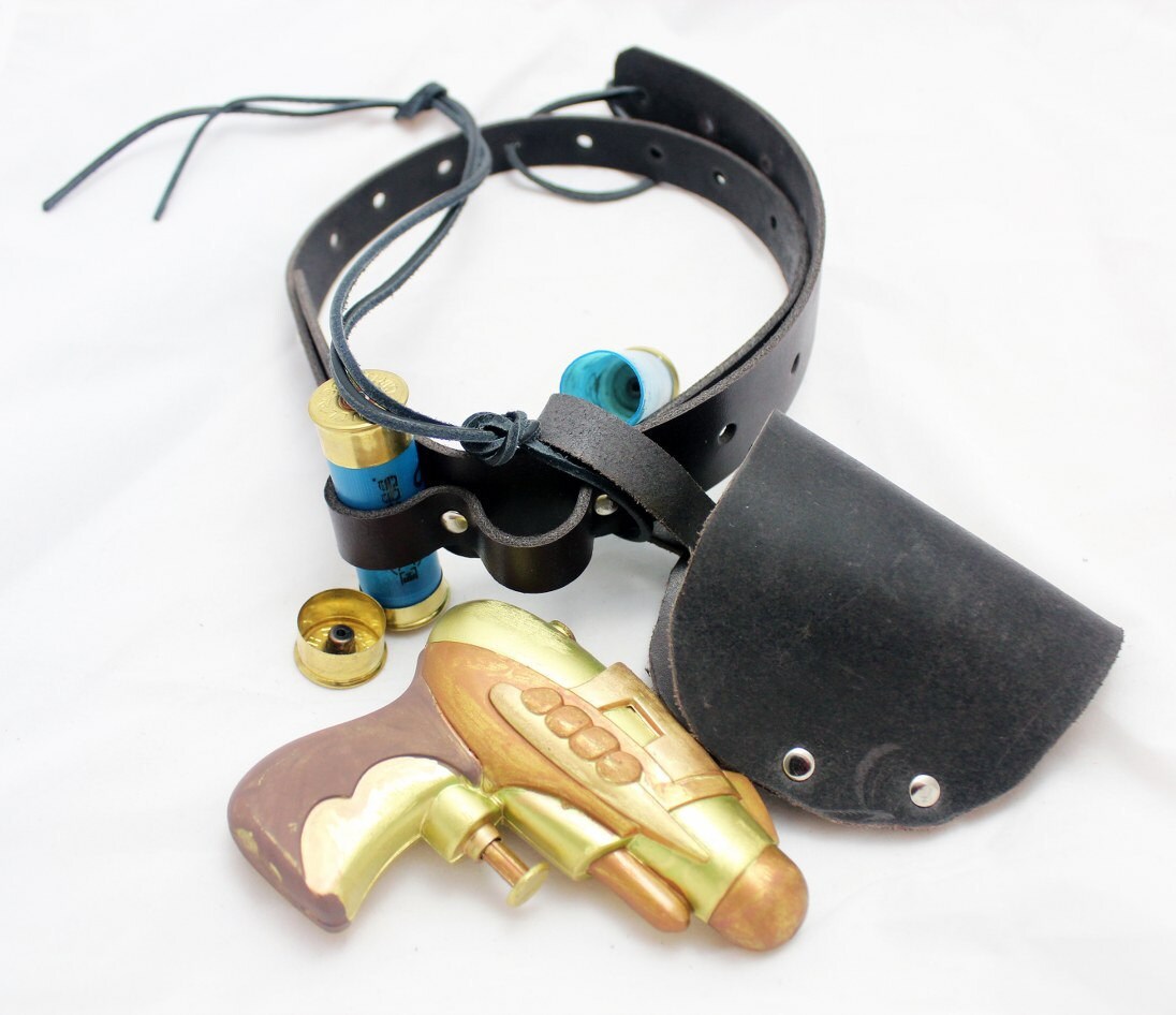 Real Leather Garter Belt Holster hand painted water pistol