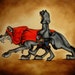 Little Red Riding Hood and the Wolf Taking a Walk to the Library- original oil painting on canvas board