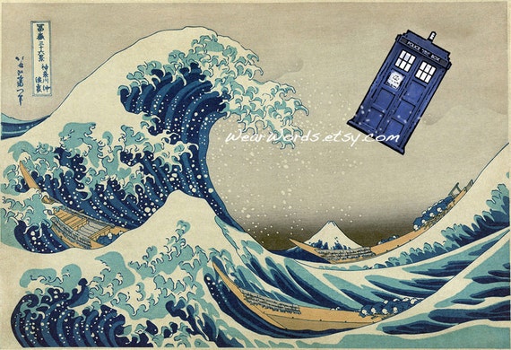 Doctor Who TARDIS Print Hokusai Great Wave off Kanagawa Parody