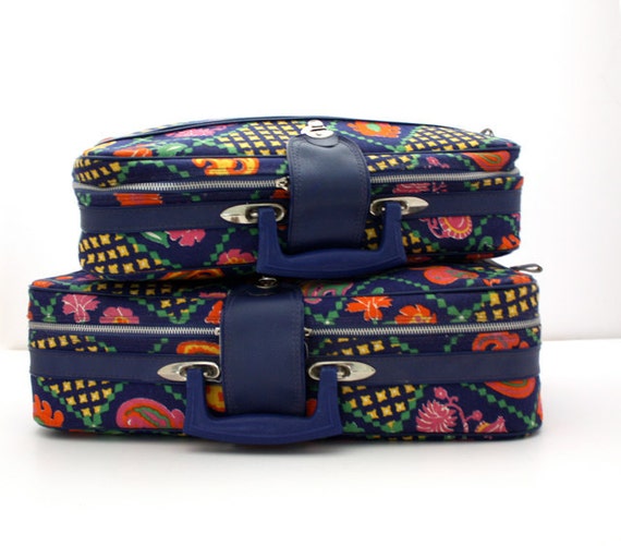 Vintage FLORAL Fabric Suitcase Set by aniandrose on Etsy