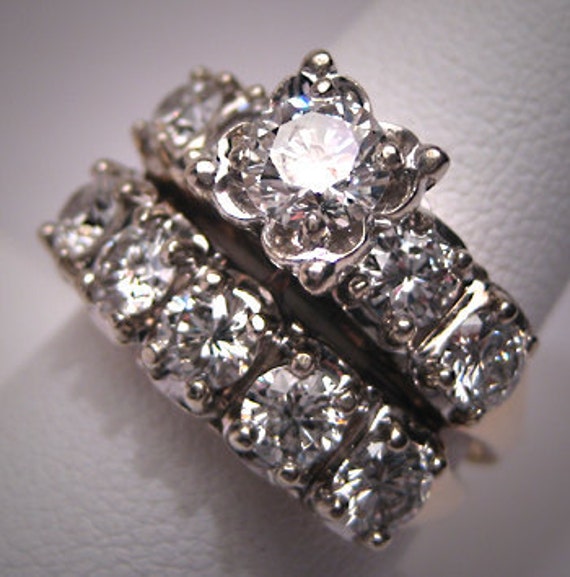 Items similar to Antique Wedding Ring Set Vintage Diamond