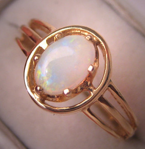 Vintage Opal Ring Yellow Gold Setting Wedding by AawsombleiJewelry