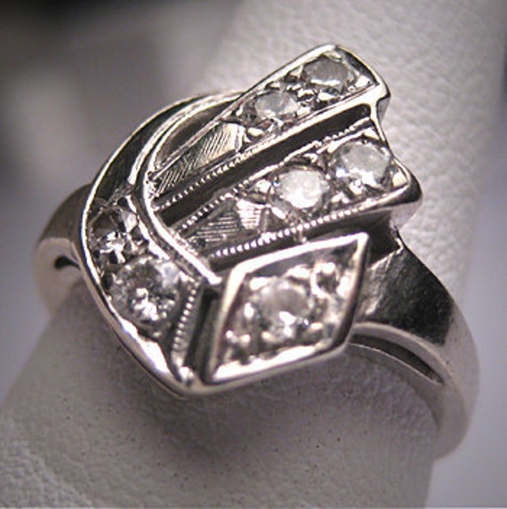 Antique Diamond Wedding Ring Vintage Art Deco 1920s