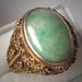 Antique Jade Ring Vintage Etruscan Gold Gilt Jewelry - Wedding