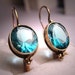 Vintage Blue Topaz Earrings Antique Victorian Gold Set