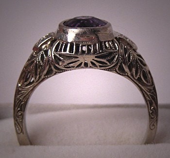 antique amethyst wedding ring sets