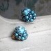 1950s Cluster Earrings - Smoke Blue & Cobalt Swirl Beads