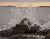 Seascape Abstract Beach Photography, Ocean Waves, Stone Arch Photograph Print, 8.5" x 11"