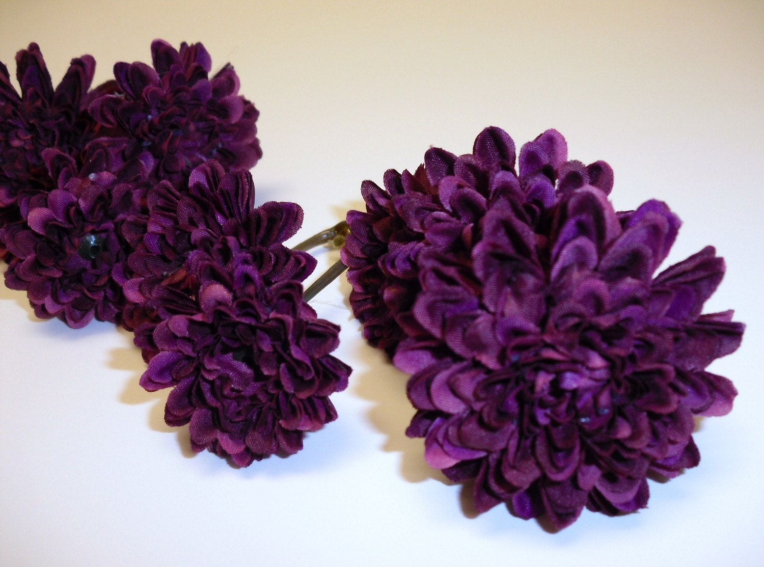 Silk Flowers Eight Mini Mums in Deep Purple Artificial