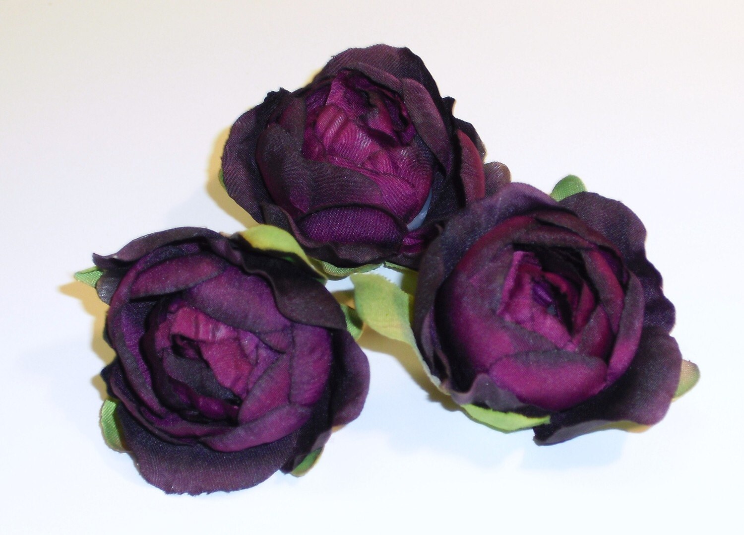 Silk Flowers Three Silk Ranunculus Buds in Deep by BlissfulSilks