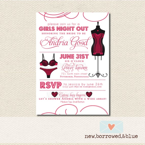 Items Similar To Printable Lingerie Bachelorette Party Invite On Etsy