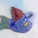 Ceramic Wall Art, Blue Bird with Golden Heart, Hand Made Pottery