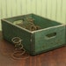 Vintage Green Wood Parts Crate / Wood Box / Industrial Storage