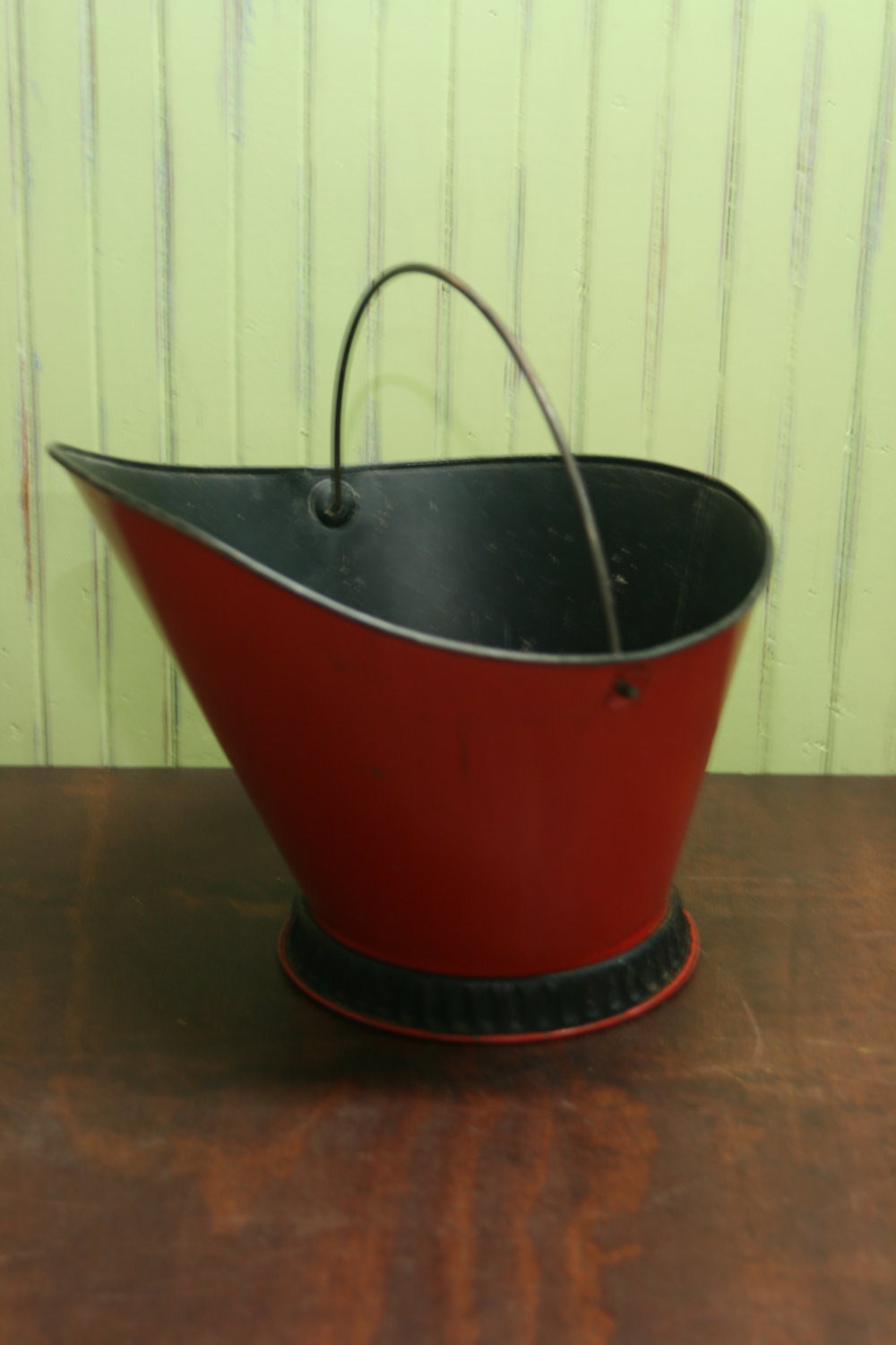 Red Metal Coal Bucket