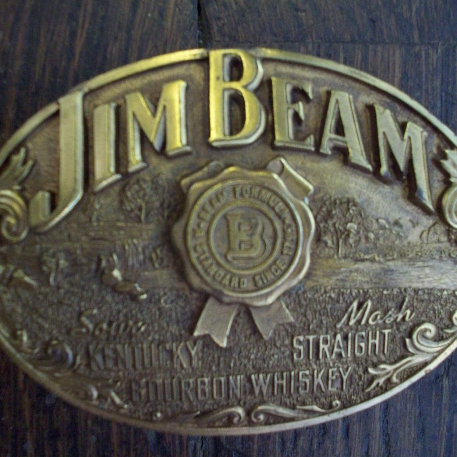 collectible Jim Beam brass belt buckle