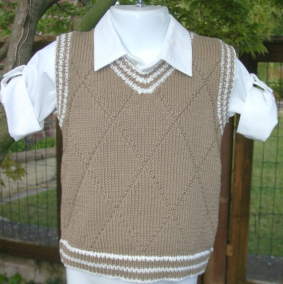 Baby/toddler boy's tank topvestslipover hand knitted in