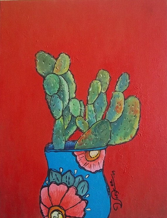 Cactus 11x14 Acrylic Painting   Il 570xN.243496049 