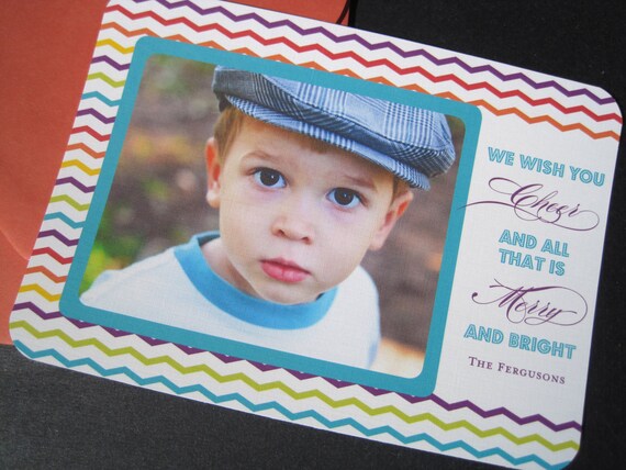 Colorful Chevron Christmas Photo Card-Printable Il_570xn