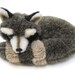 Vintage Steiff Raccoon Raggy Ringel Stuffed Animal Toy - Lying Curled Sleeping Furry Striped Cute Cuddly German Germany Collectible Wild Cub