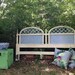Vintage Lattice King Size Headboard White Blue Green