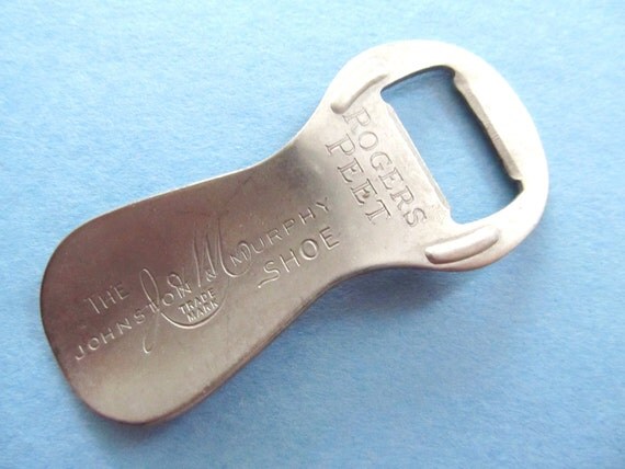 vintage metal bottle opener & VIntage Shoe  Murphy  Shoe Peet Opener  Rogers Johnston  Bottle Horn