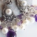 Chandelier Earrings - Purple Amethyst & Freshwater Pearl Bohemian - 100% Sterling silver