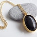Spring Beans Necklace Collection - Colorful Oval Pendants With Delicate Chain - Black
