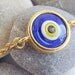 Blue Evil Eye Gold Chain Bracelet, Lucky Protective - Artisan Handmade Glass Bead, Everyday Wear