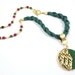 Green Silk Necklace With Tulip Motif Jade Pendant