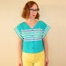Crop Top Striped Teal Green Cotton S/M Vintage - SALE