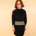 1970s Stars Sweater Striped Silver Black Small SALE