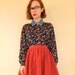 Floral Blouse Denim Collar Black Medium
