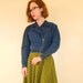 RESERVED Cropped Denim Jacket Zippers Blue 90s Small