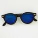 1980s Round Black Sunglasses Blue Blocker Mirrored Shades