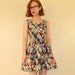 Floral Dress Full Short Skirt Black Small