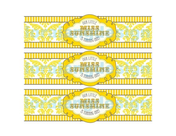 DIY Printable Little Miss Sunshine Water Bottle Labels Il_570xn