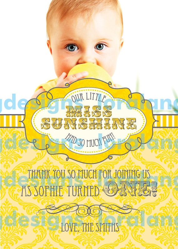 DIY Printable Little Miss Sunshine Photo Thank You Card Il_570xn