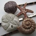 set of 4 ocean theme glitter bobby pins HAIR PIN STARFISH seashell sand dollar