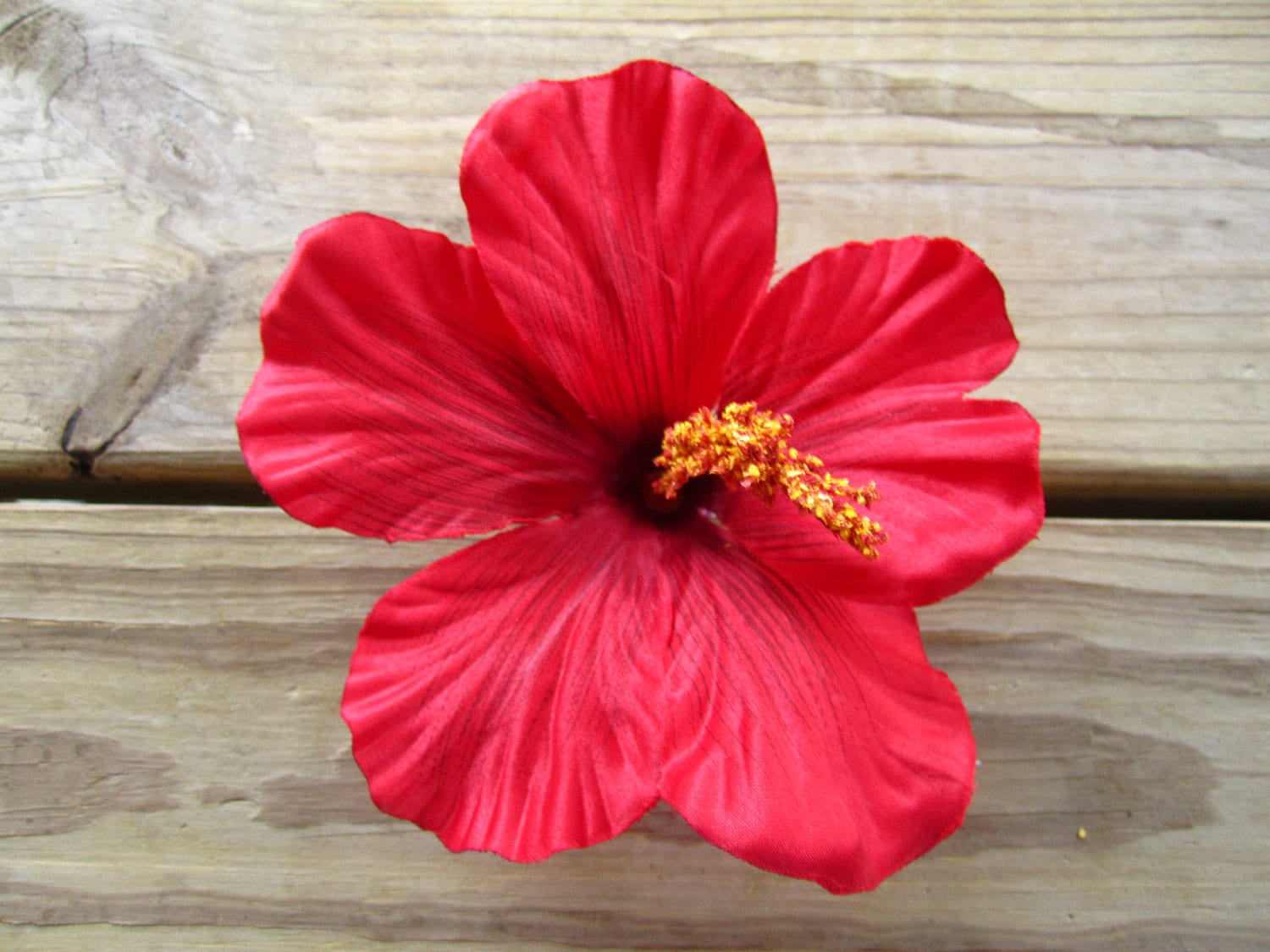 Red HIBISCUS flower hair clip OR pin